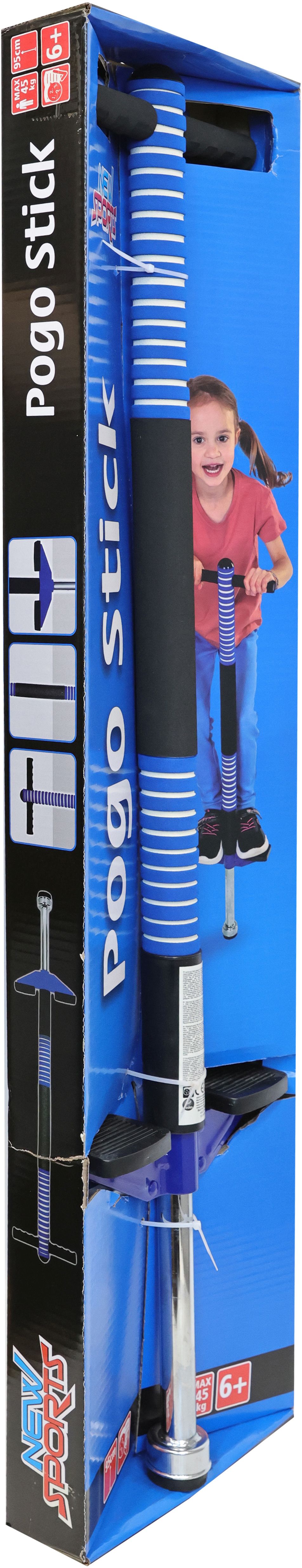New Sports Pogo Stick, blau/schwarz, Höhe 95 cm Kind, Weiblich, Mädchen, Person, Schuh