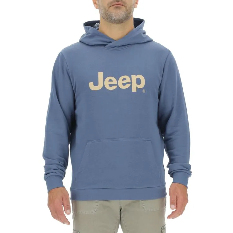 JEEP Herren Hoodie O103276BL - Blau mit großem Jeep-Logo und Beuteltasche GR. XXL