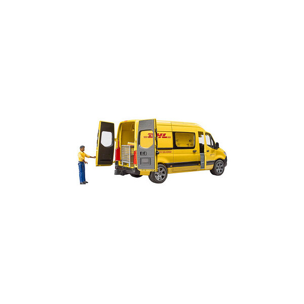 Bruder 02671 MB Sprinter DHL mit Fahrer Umzugswagen, Transporter, Fahrzeug, Person, Wohnwagen