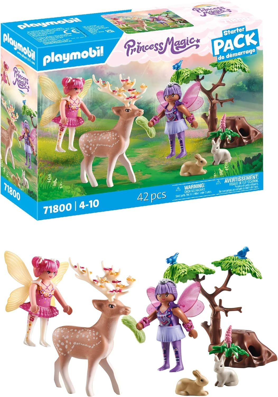PLAYMOBIL 71800 Princess Magic: Feen mit süßen Waldtieren & Zubehör Figur, Hirsch, Puppe, Person, Vogel