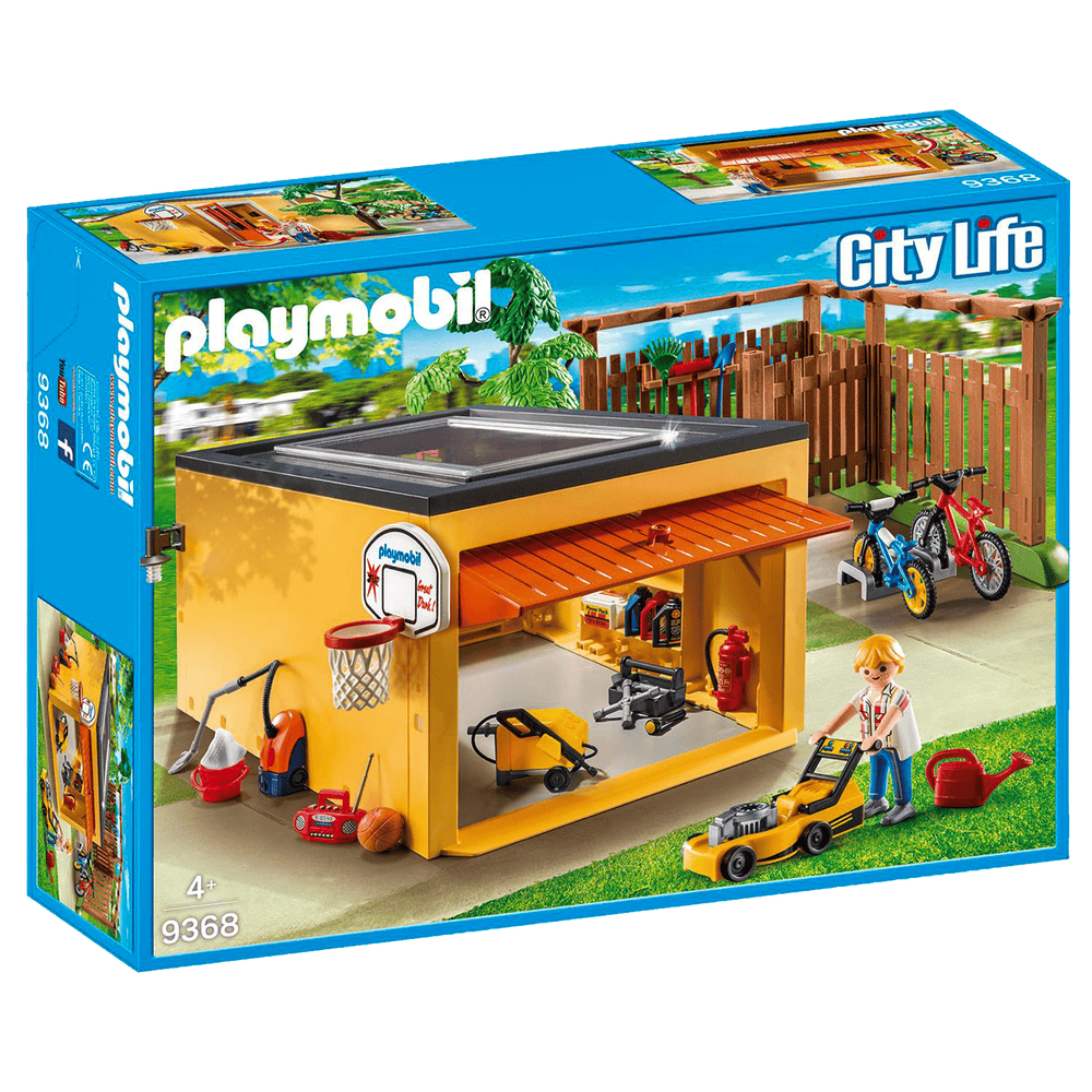 PLAYMOBIL, 9368, Garage, mit, Fahrradstellplatz, Exklusivset, Spielbereich, Drinnen, Rad, Gras, Person