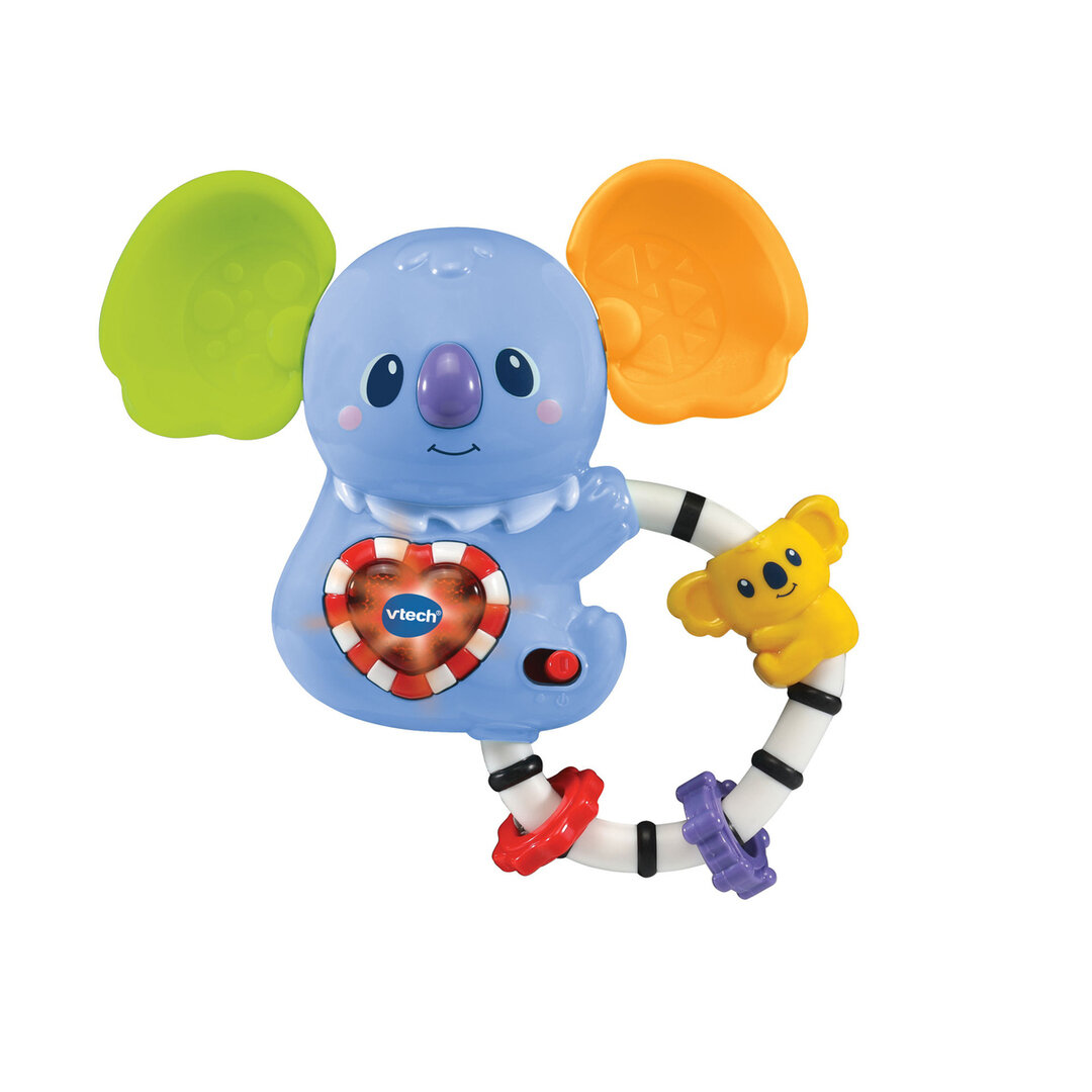 VTech Koalarassel interaktive Babygreiflinge, 3-24 Monate VTech Koalarassel mit beweglichen Ohren, 3 Lieder, 15 Melodien, Licht-Herz, Bewegungssensor, kindersicheres Batteriefach, für Babys von 3 bis 24 Monaten, Spielzeug, Rassel