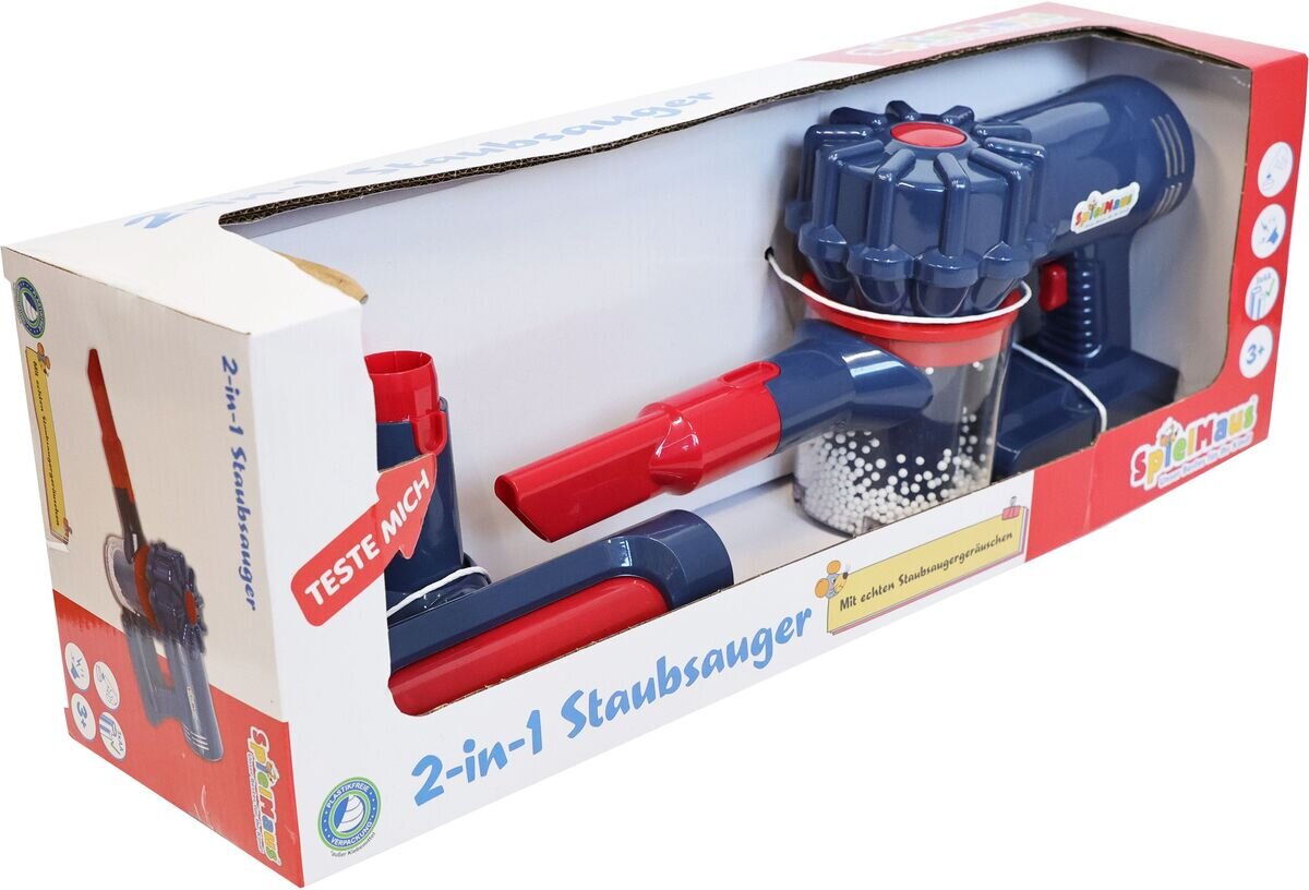 SpielMaus Küche 2 in 1 Stabstaubsauger mit Sound Kosmetik, Lippenstift
