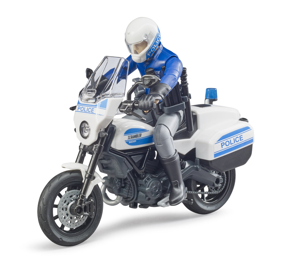 Bruder 62731 Bworld Scrambler Ducati Polizeimotorrad Und Polizist Bruder, 62731, Bworld, Scrambler, Ducati, Polizeimotorrad, Und, Polizist, Schutzhelm, Helm, Motorrad, Mann, Person