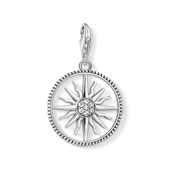 Thomas, Sabo, Anhänger, Charm-Club, Sonne, Groß, 925, Sterling, Silber, Geschwärzt, Zirkonia, Weiß, 1764-643-14, Zubehor, Ohrring, Anhänger, Silber, Medaillon