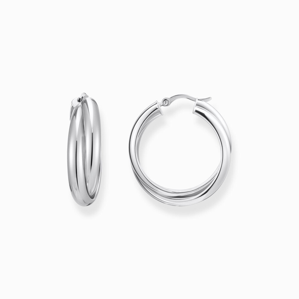 Thomas, Sabo, Ohrhänger, Creolen, Verschlungenes, Design, Silber, CR738-001-21, Zubehor, Ohrring, Schmuck, Silber, Platin