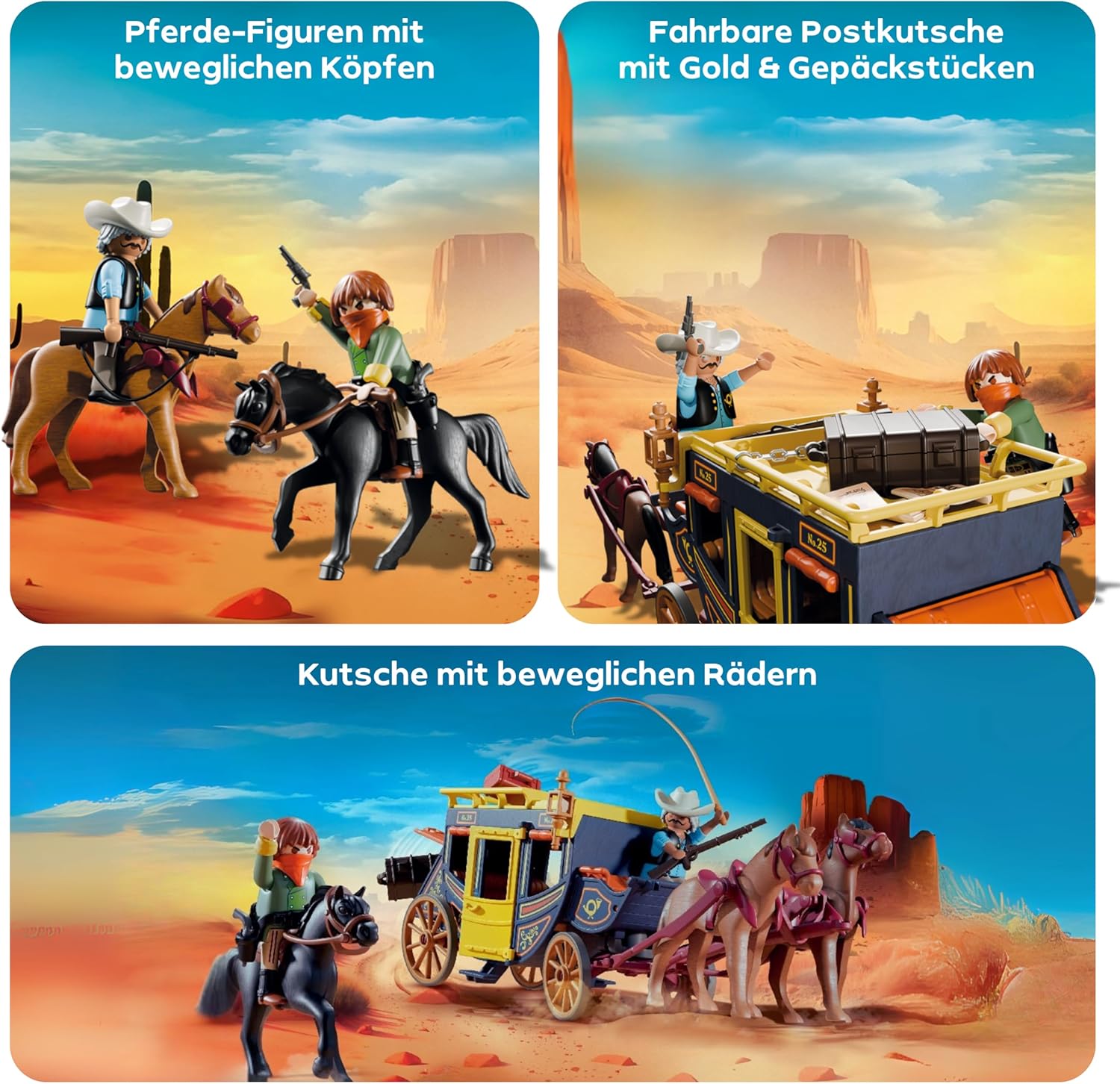 PLAYMOBIL 71862 Postkutschenüberfall im Wilden Westen Western-Abenteuer mit Kutsche und Figuren