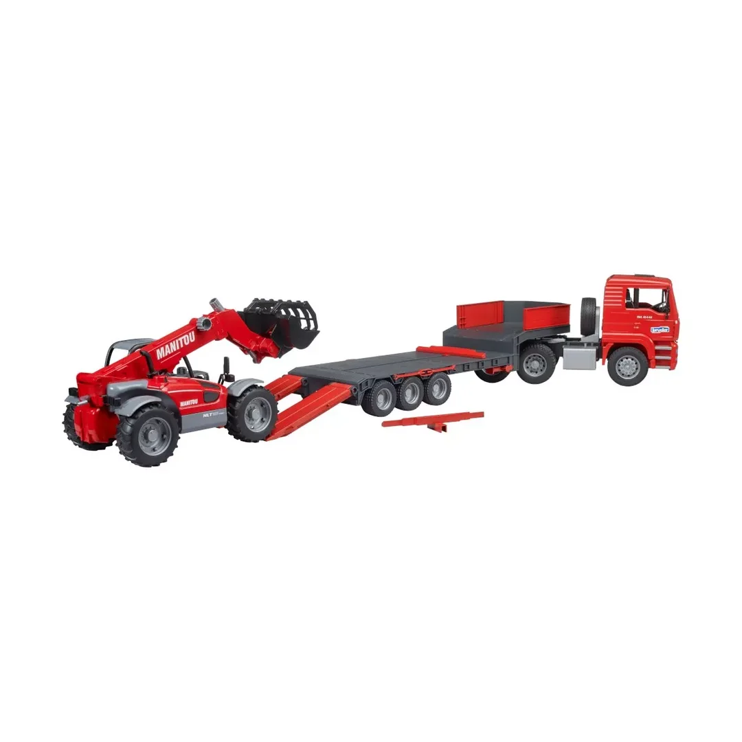 Bruder 02774 MAN TGA Tieflader und Manitou Teleskoplader MLT 633