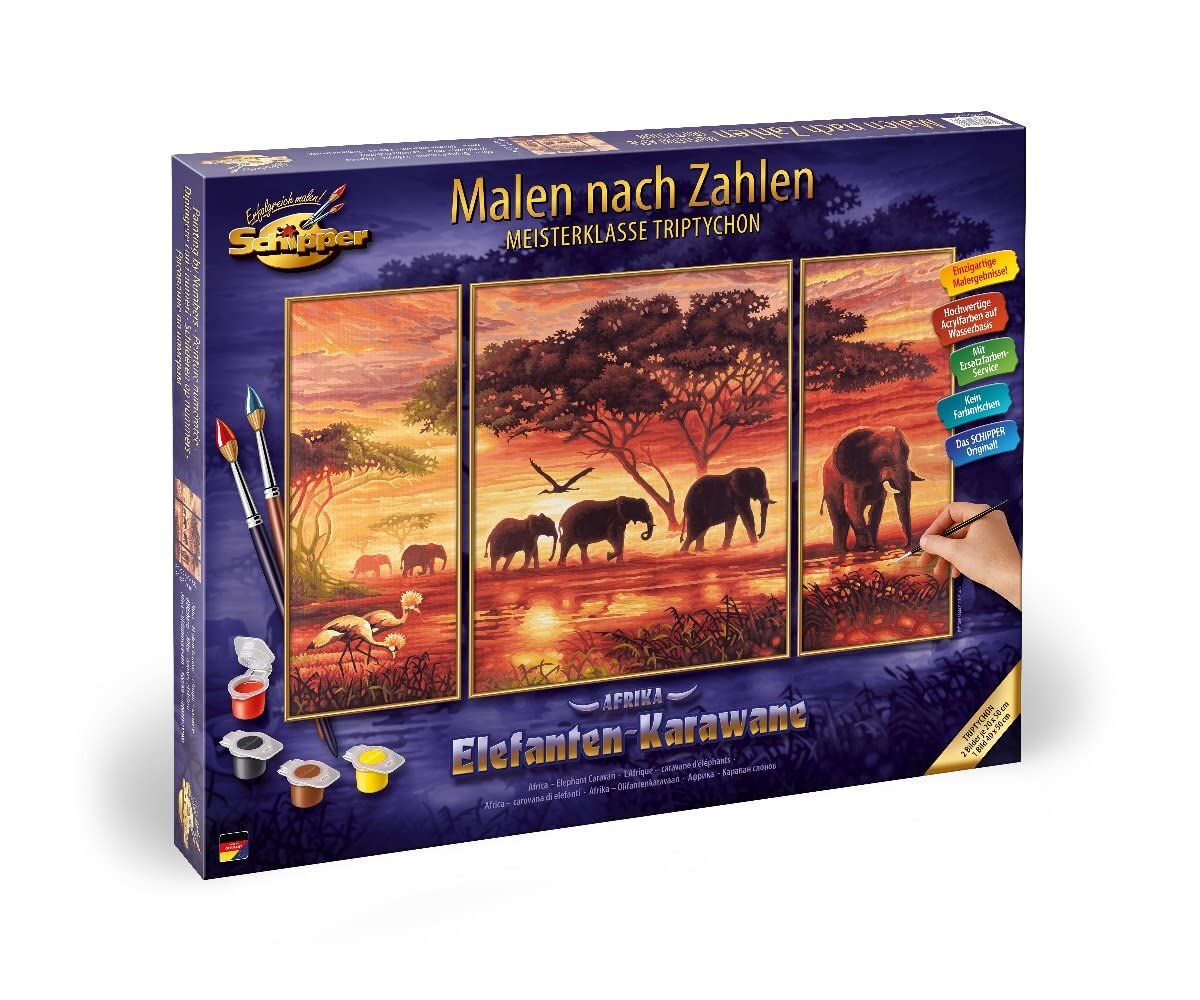 Schipper Mnz Elefanten-Karawane Exotische Natur Als Panorama-Kunstwerk 609260455 Kunst, Malerei, Elefant, Säugetier, Tierwelt