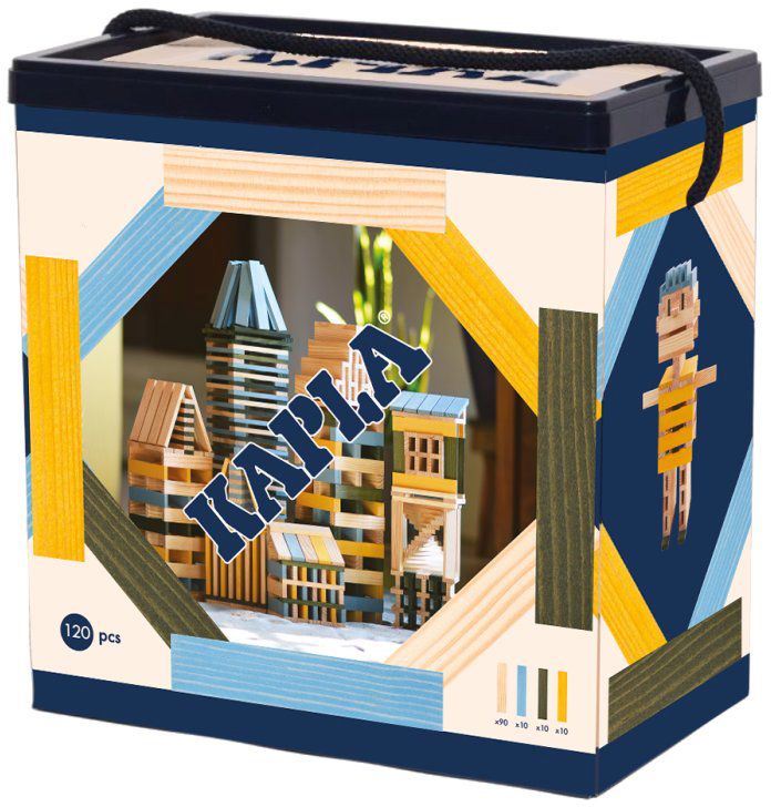 KAPLA® 120er Box, Helblau, gelb und grün
