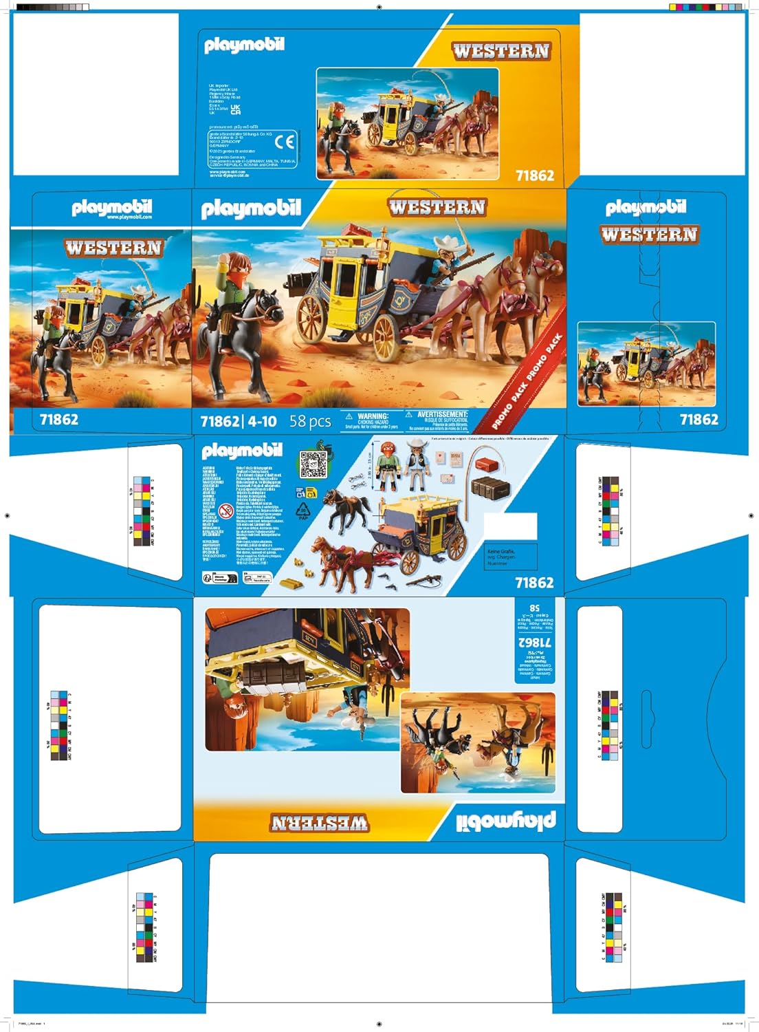 PLAYMOBIL 71862 Postkutschenüberfall im Wilden Westen Western-Abenteuer mit Kutsche und Figuren