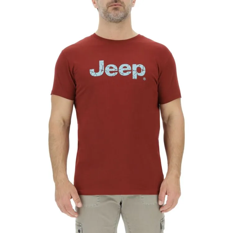 JEEP Herren T-Shirt O103354BO - Bordeaux mit großem Logo-Print GR. XXL