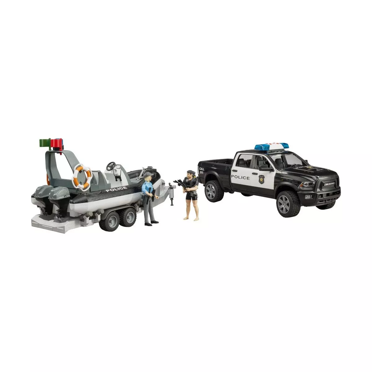Bruder 02507 Ram 2500 Polizei Pickup Mit L + S Modul, Anhänger, Boot Und 2 Figuren Bruder, 02507, Ram, 2500, Polizei, Pickup, Mit, L, +, S, Modul, Anhänger, Boot, Und, 2, Figuren