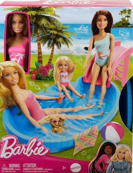 Barbie_Pool_w/_Doll_Refresh_HRJ74, Figur, Puppe, Barbie, Person, Frau