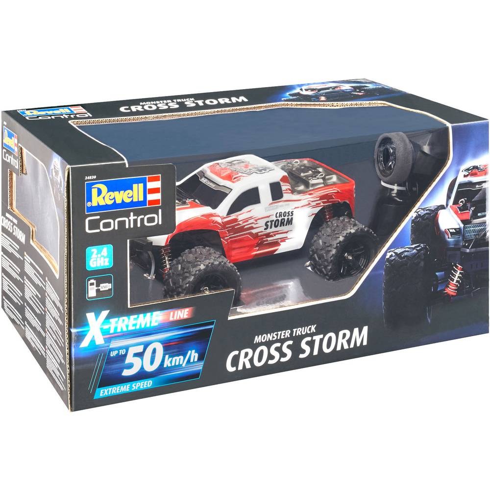 Revell 24830 RC X-TREME Monster Truck "Cross Storm" – RC Geländewagen mit 50 km/h und Allradantrieb