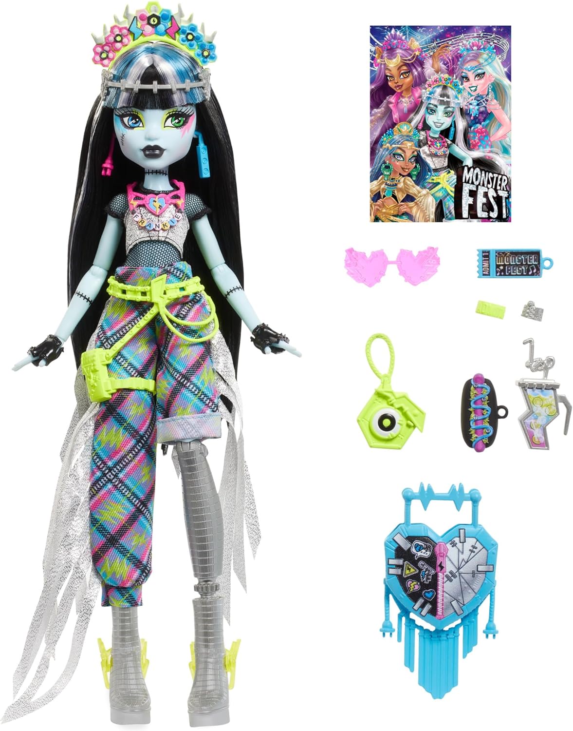 Monster, High, Monster, Fest, Frankie, Doll, HXH79, Puppe, Spielzeug, Person, Gesicht, Kopf