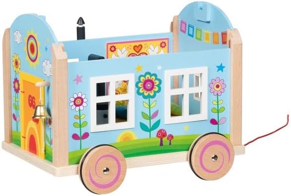 GOKI 51440 Wohnwagen Spirit - 12-teiliges Spielset aus Holz & Textil