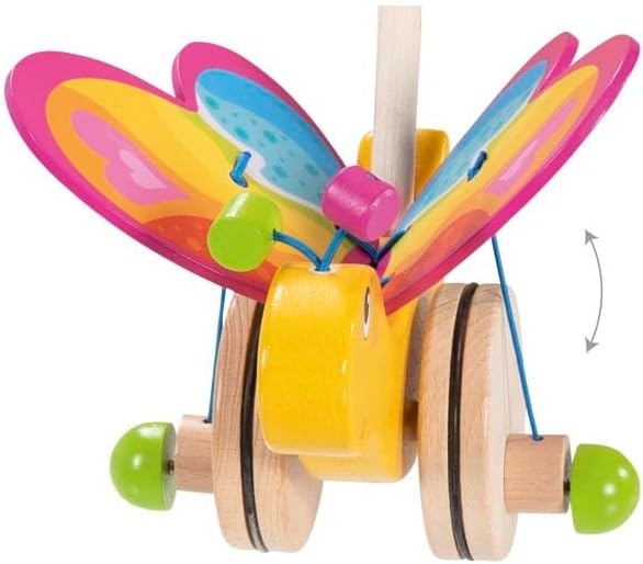 GOKI 54841 Schiebetier Schmetterling LaBelle - Holz-Schiebespielzeug ab 18 Monaten
