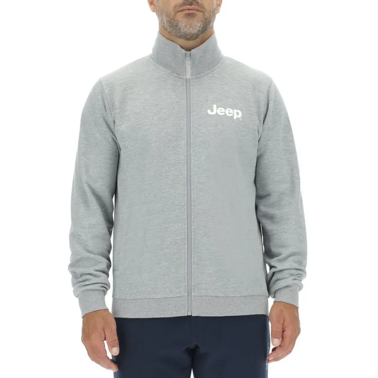 JEEP Herren Kapuzenjacke O103213GR - Hellgraue Sweatjacke mit Reißverschluss und Jeep-Logo GR. XXL