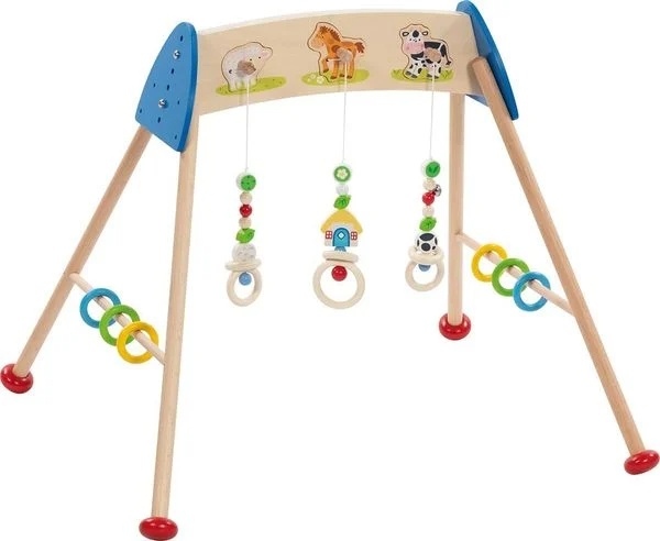 GOKI 65208 Baby-Fit Tierstimmen Bauernhof Interaktiver Spielbogen mit Tiergeräuschen Spielzeug