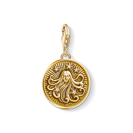 Thomas, Sabo, Anhänger, Charm-Club, Sternzeichen, Jungfrau, 925, Sterling, Silber, Vergoldet, Gelbgold, Zirkonia, 1657-414-39, Zubehor, Gold, Anhänger, Schmuck, Medaillon