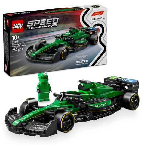 LEGO® Speed Champions Aston Martin Aramco F1 AMR24 Rennauto 77245 Auto, Formel Eins, Fahrzeug, Gras, Rasenmäher