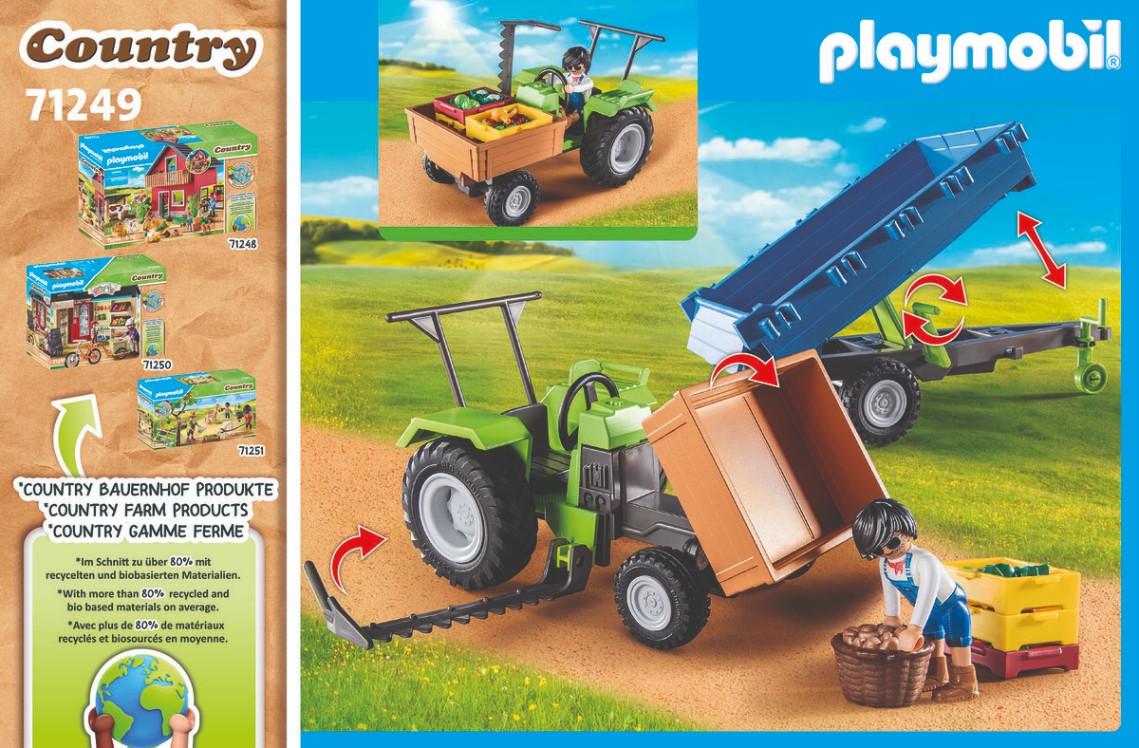 PLAYMOBIL 71249 Traktor mit Hänger PLAYMOBIL, 71249, Traktor, mit, Hänger, Gras, Rad, Person, Rasen