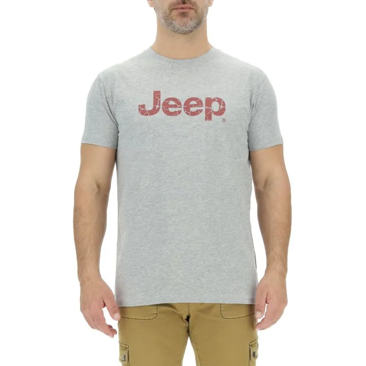 JEEP Herren T-Shirt O103354GR - Grau mit großem Logo-Print GR. XXL