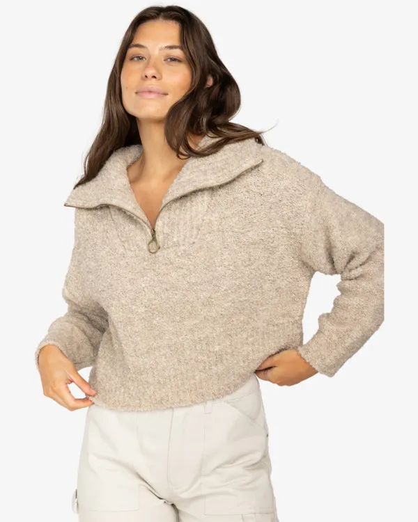 Billabong Pullover Damen Zipper Beige GR. L