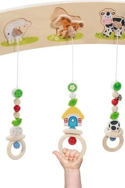 GOKI 65208 Baby-Fit Tierstimmen Bauernhof - Interaktiver Spielbogen mit Tiergeräuschen Kunst, Kunsthandwerk, Rassel, Spielzeug