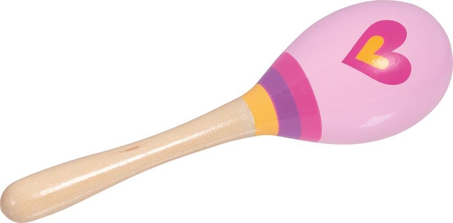 GOKI 61844 Maracas HerzHerzrassel aus Holz für Kinder ab 3 Jahren