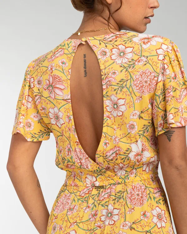 Billabong Kleid Damen Gelb Blumen GR. L