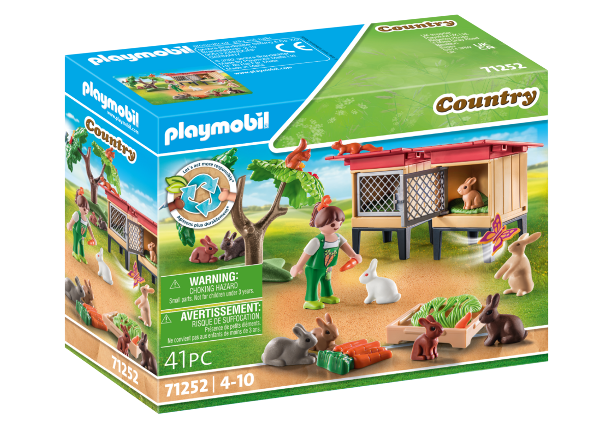 PLAYMOBIL_71252_Kaninchenstall, Spielbereich, Person, Draußen, Drinnen