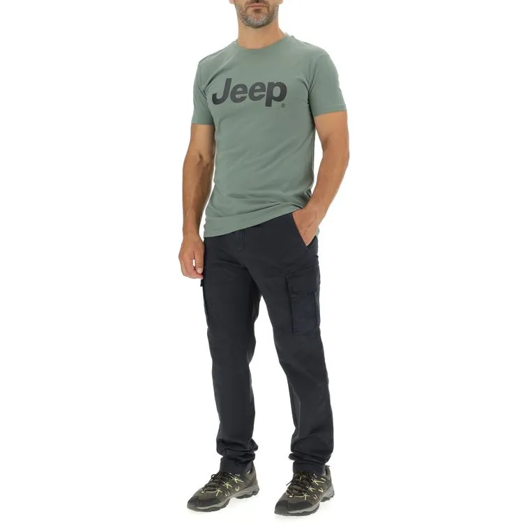 JEEP Herren Cargohose O102594BK - Schwarze Hose mit Seitentaschen aus Baumwoll-Stretch GR. 56