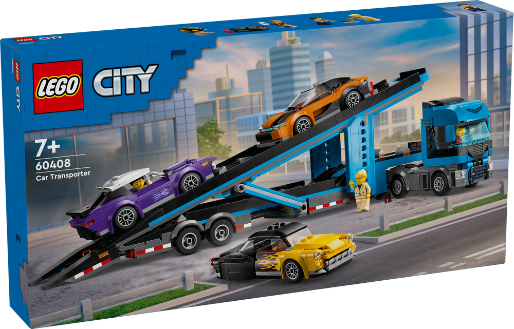 LEGO 60408 City Autotransporter mit Sportwagen LEGO, 60408, City, Autotransporter, mit, Sportwagen, Maschine, Rad, Auto, Abschleppwagen, Person