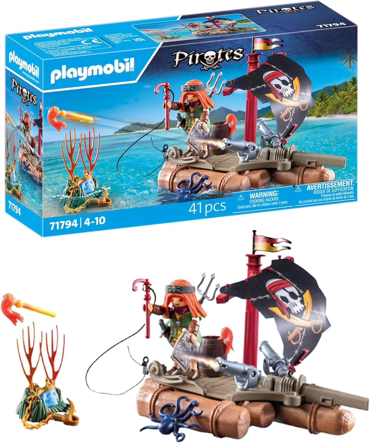 PLAYMOBIL 71794 Pirates: Schatzbergung auf Piratenfloß mit Balliste & Piranhas PLAYMOBIL, 71794, Pirates:, Schatzbergung, auf, Piratenfloß, mit, Balliste, &, Piranhas
