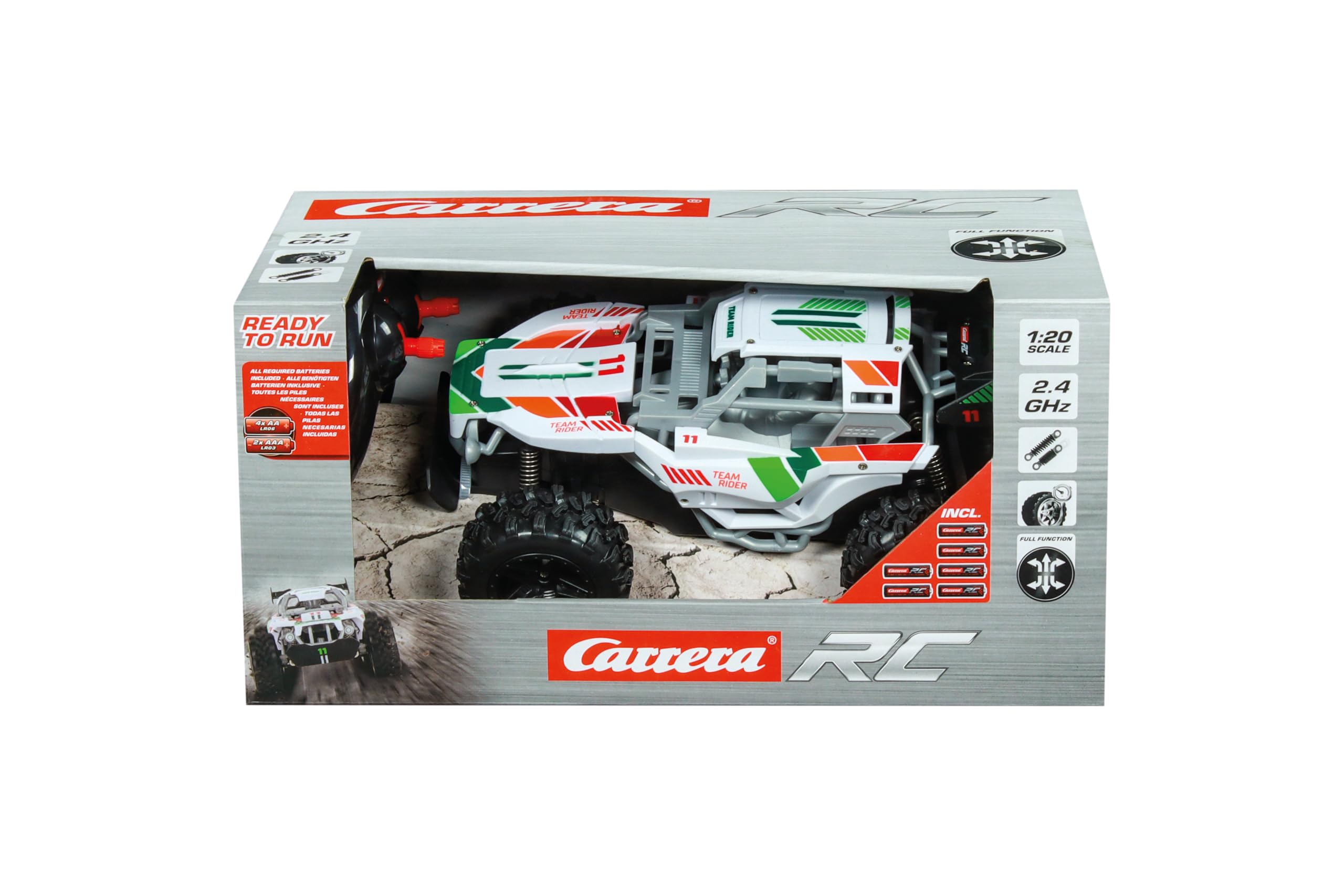 Carrera 370200003 - RC Team Rider 2,4GHz Buggy mit Luftreifen Maschine, Rad