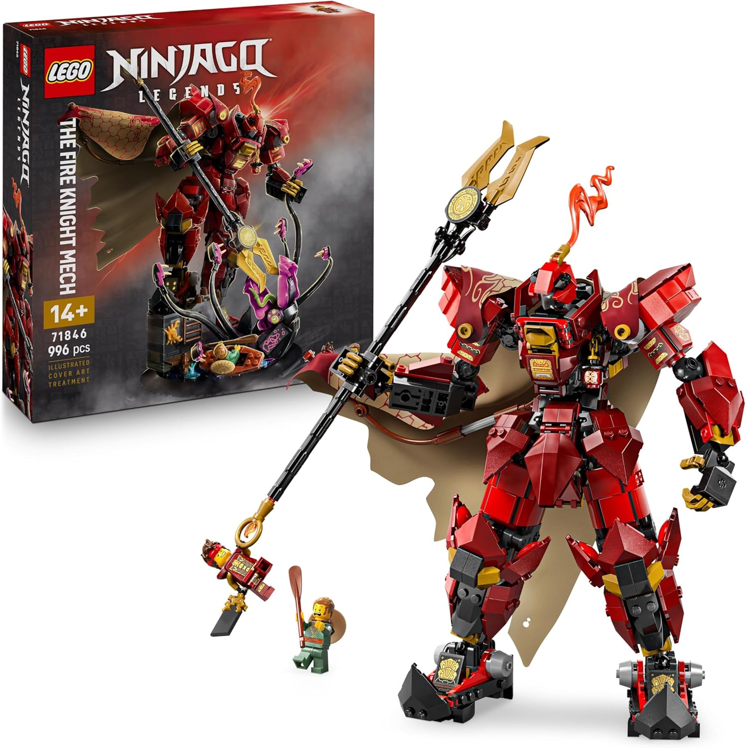 LEGO® NINJAGO® 71846 Der Feuerritter Mech LEGO® NINJAGO® 71846 Der Feuerritter Mech – Verpackung, Zubehör und Details sichtbar