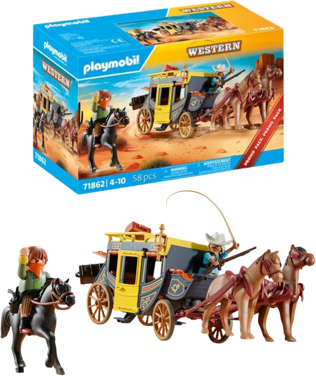 PLAYMOBIL 71862 Postkutschenüberfall im Wilden Westen Western-Abenteuer mit Kutsche und Figuren