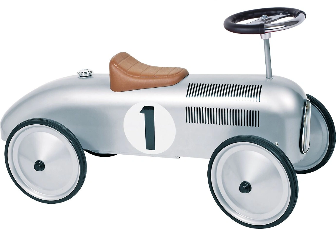 goki 14136 - Rutscherfahrzeug „Rennwagen“, silber - Metall & Kunststoff goki 14136 - Rutscherfahrzeug „Rennwagen“, silber - Metall & Kunststoff