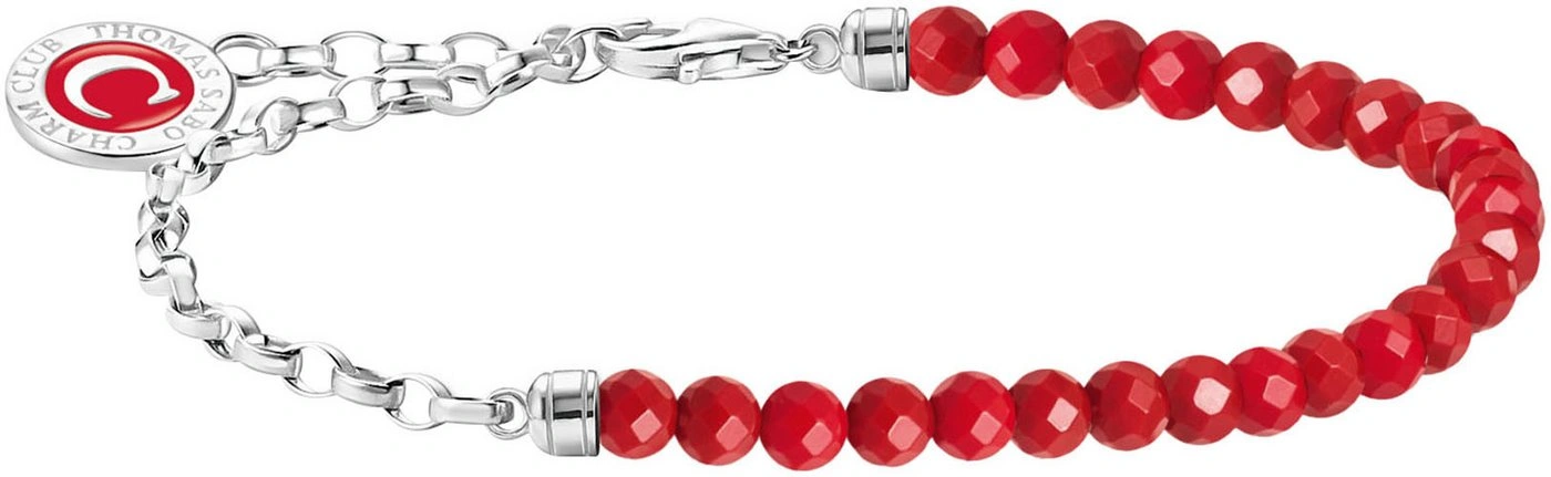 Thomas Sabo Armband Rote Beads Glieder Länge 19 Cm Silber A2130-007-10-L19V