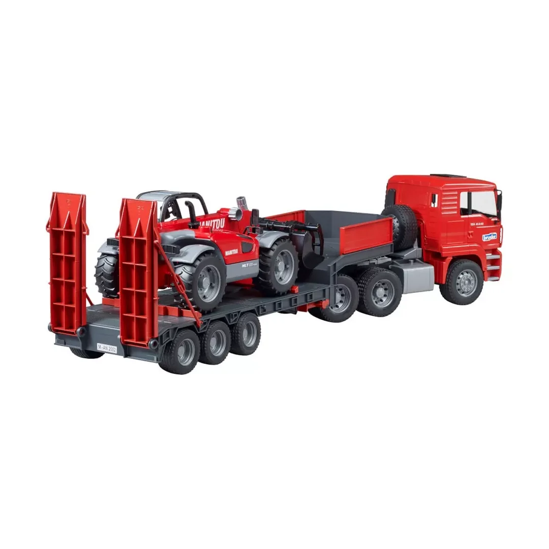 Bruder 02774 MAN TGA Tieflader und Manitou Teleskoplader MLT 633