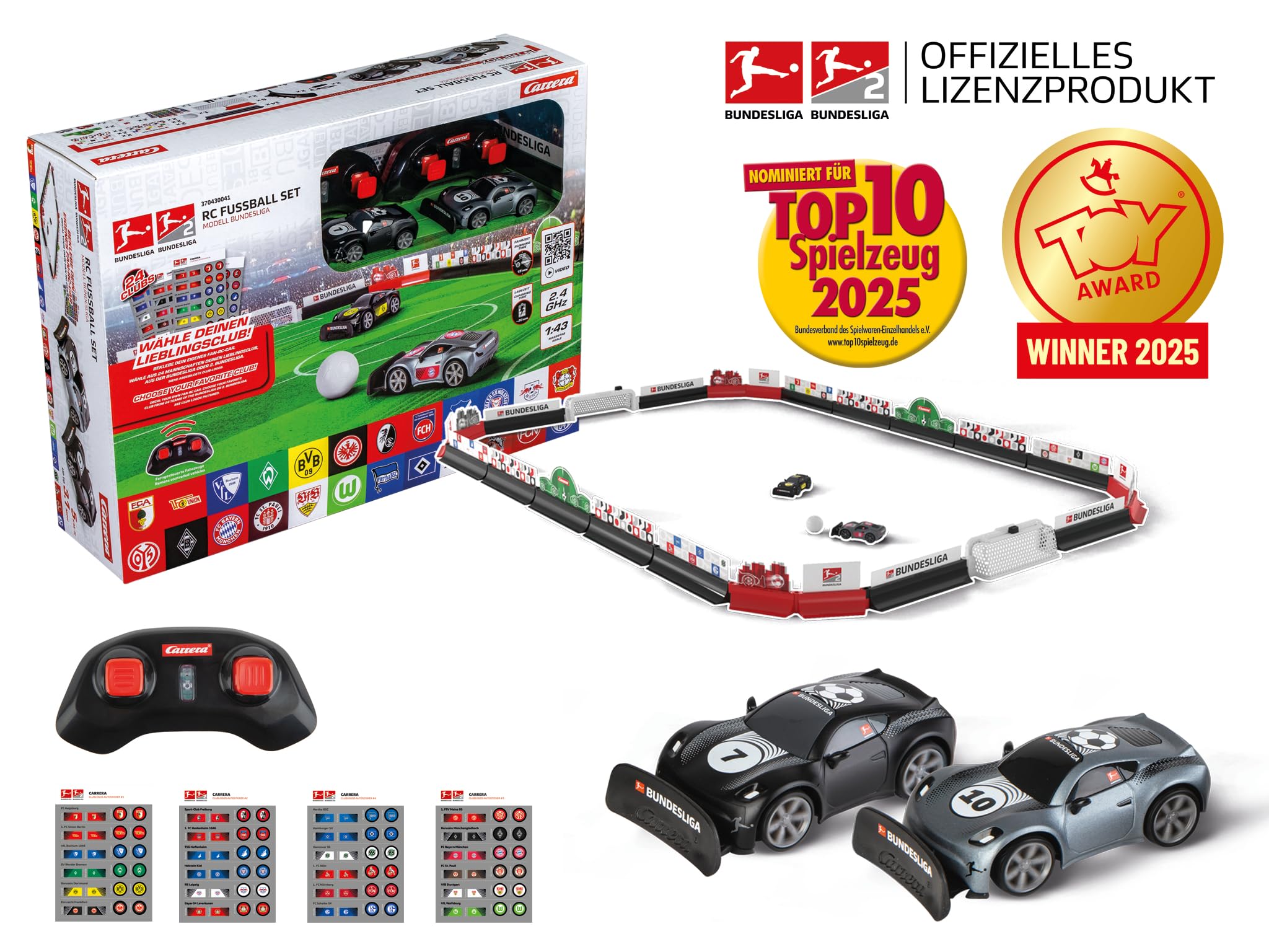 Carrera RC Bundesliga Soccer Set - Spielfeld mit 2 Mini-Fahrzeugen. Toren & Bal 370430041l Carrera RC Bundesliga Soccer Set - Spielfeld mit 2 Mini-Fahrzeugen. Toren & Bal 370430041l