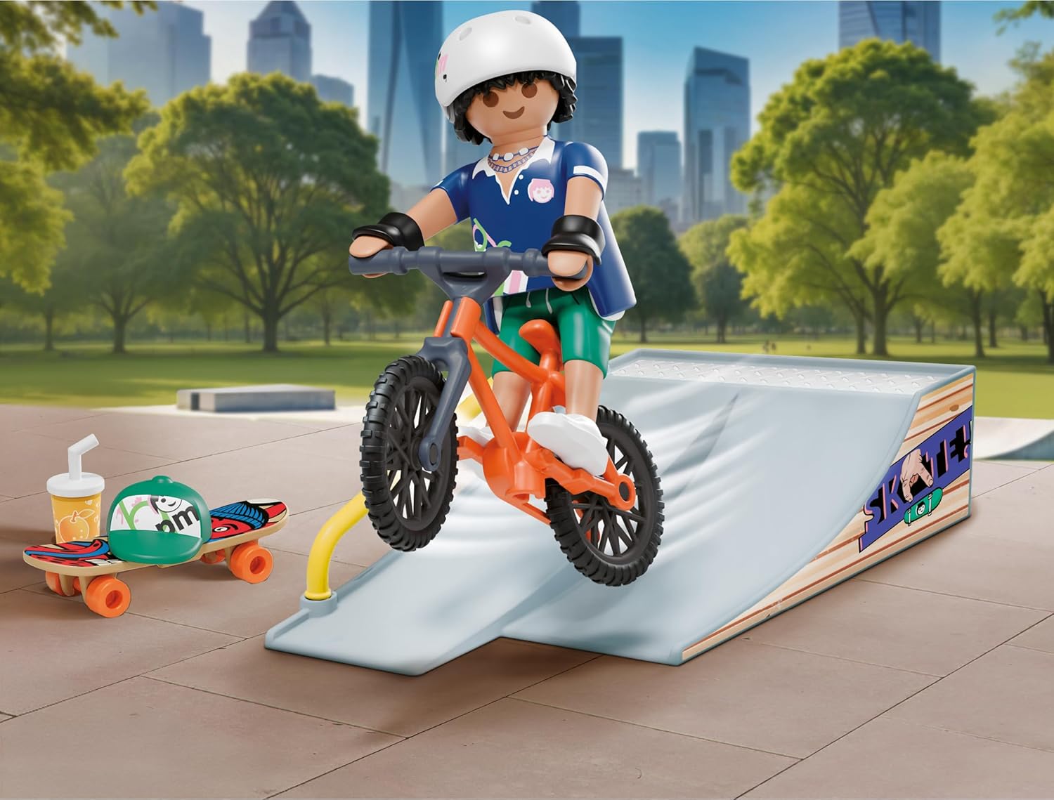 PLAYMOBIL 71798 Skateboard mit Rampe Action-Set für Kinder