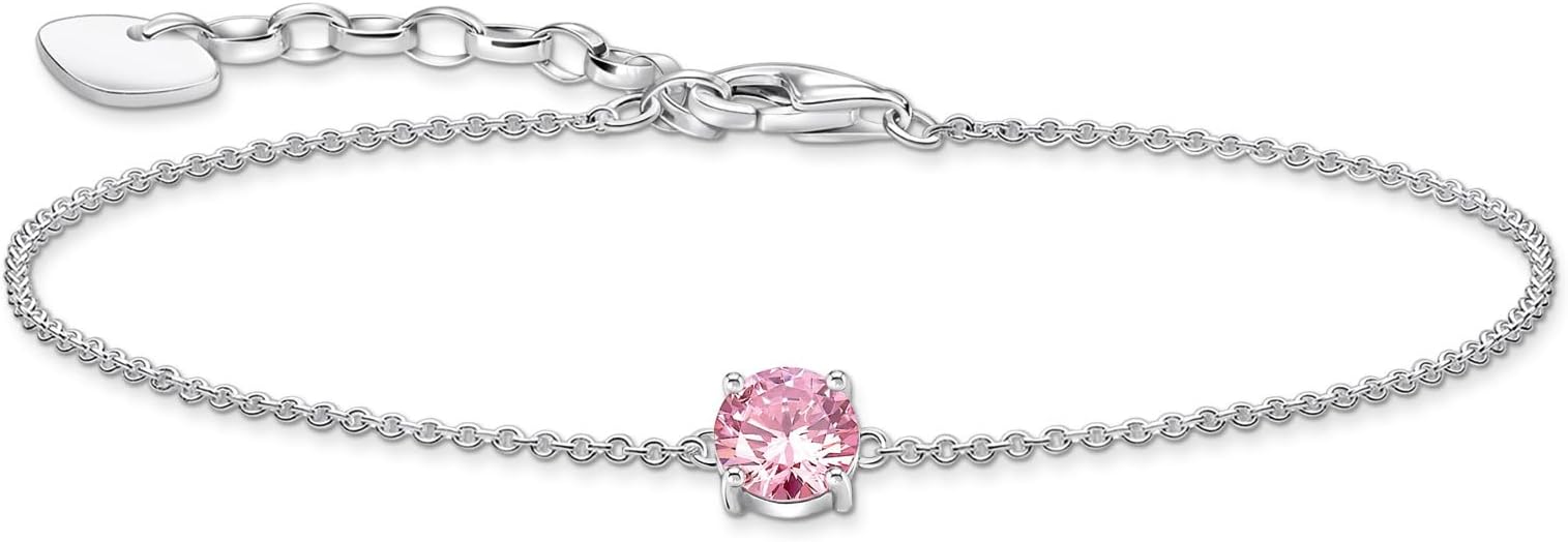 Thomas, Sabo, Armband, Mit, Anhänger, Zirkonia, Länge, 19, Cm, Pink, Silber, A2156-051-9-L19V