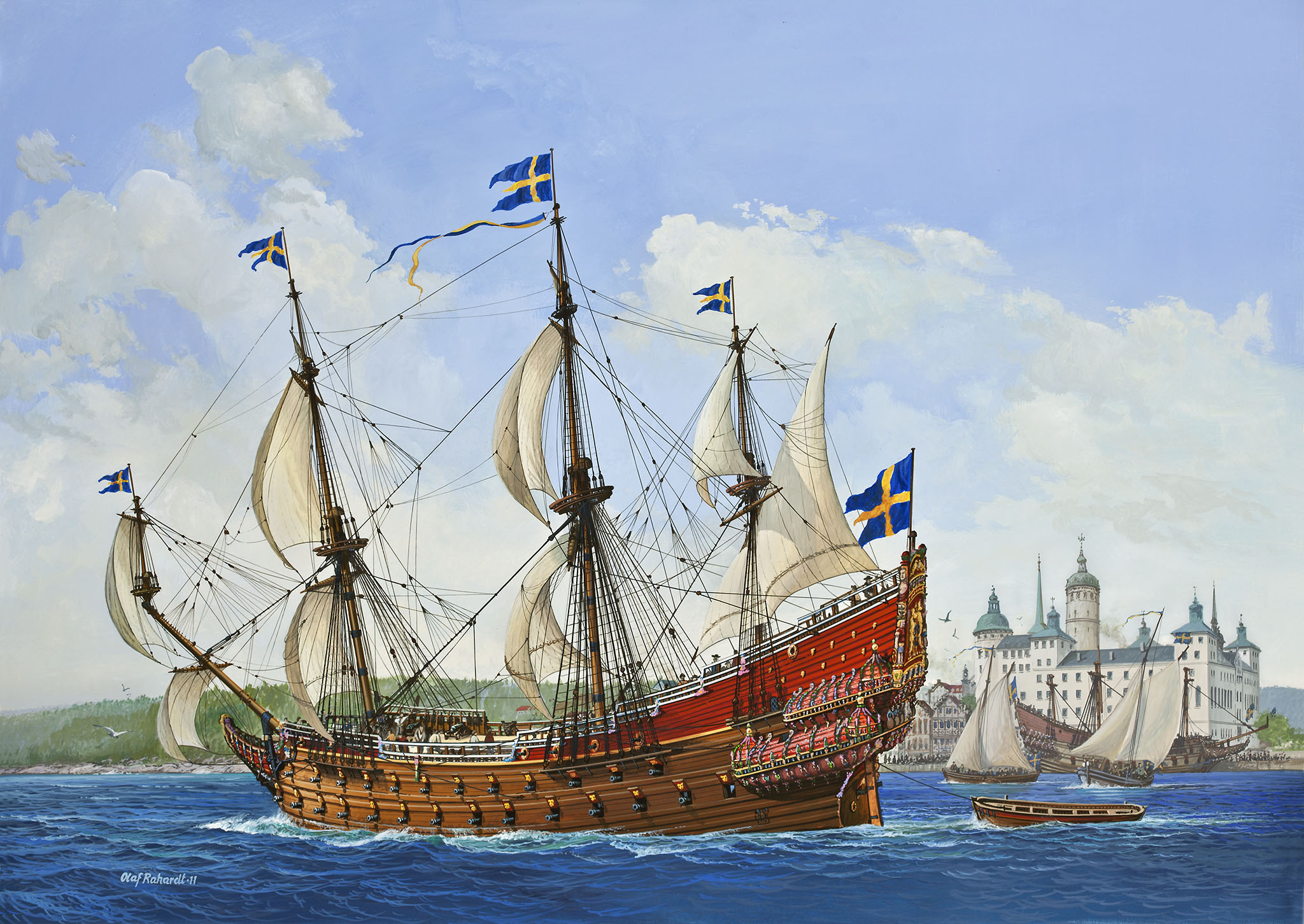 Boot, Segelboot, Wasserfahrzeug, Malerei, Uferpromenade