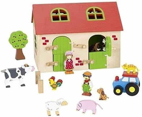 GOKI 58497 Mein Bauernhof Spielset mit Figuren aus Holz GOKI, 58497, Mein, Bauernhof, Spielset, mit, Figuren, aus, Holz, Person, Spielbereich