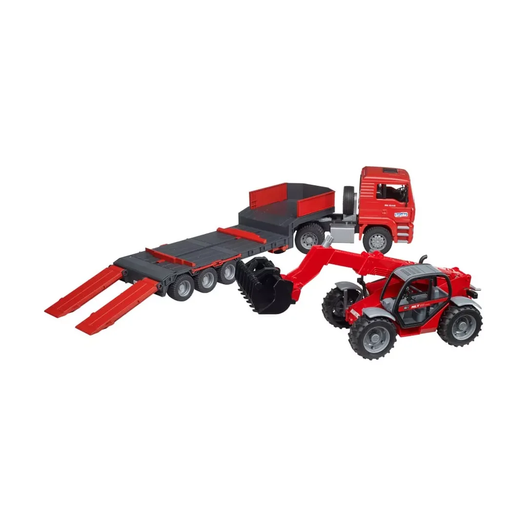 Bruder 02774 MAN TGA Tieflader und Manitou Teleskoplader MLT 633