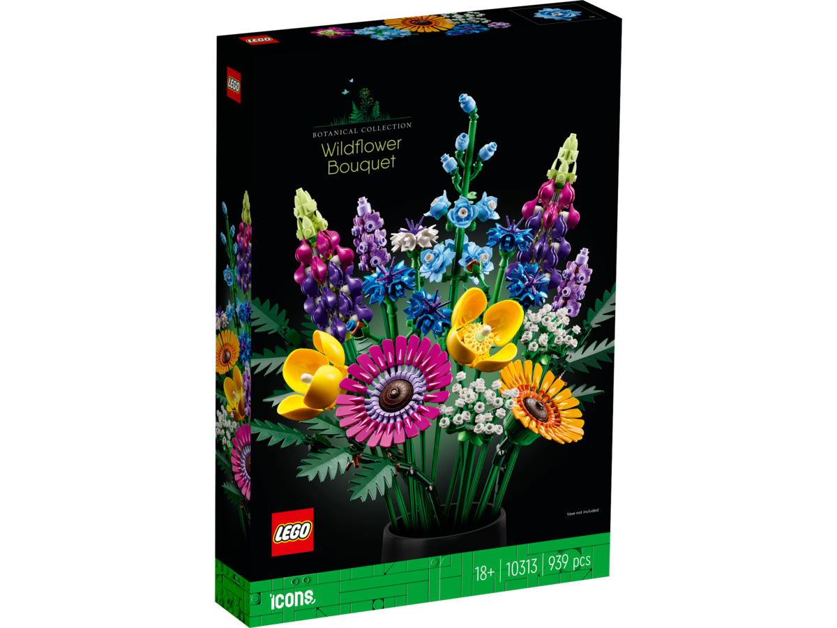 LEGO, Icons, Wildblumenstrauß, 10313, Blume, Purpur, Blumen-Arrangement, Grafiken, Kräuter LEGO Icons Wildblumenstrauß 10313