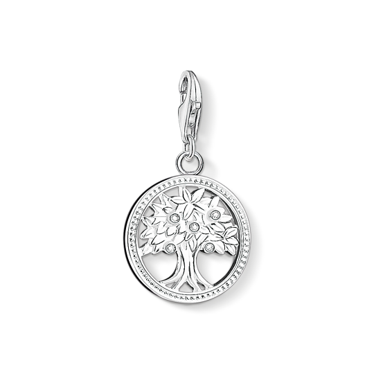Thomas, Sabo, Anhänger, Charm-Club, Lebensbaum, 925, Sterling, Silber, Zirkonia, Weiß, 1303-051-14, Zubehor, Ohrring, Schmuck, Anhänger, Medaillon